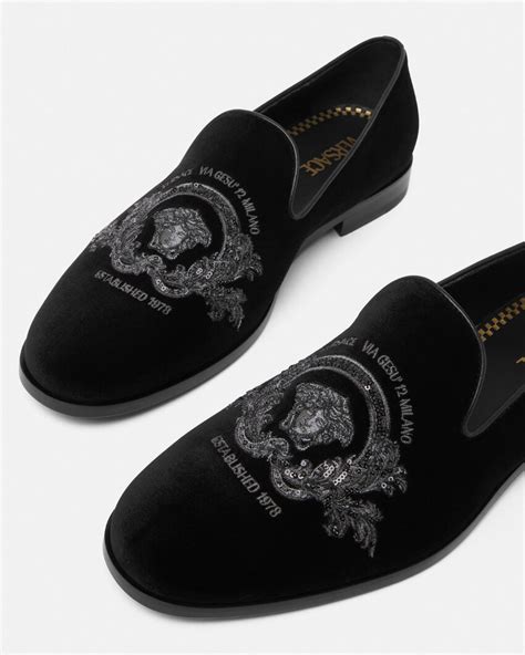 palazzo versace slippers|Medusa Milano Velvet Slippers Black .